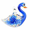 Кулоны Лэмпворк с внутренним цветком , Лебедь, золотой песок & цветок внутри, голубой отверстие:Приблизительно 5mm, продается PC