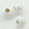 Sterling Silber Sternenstaub Perlen, 925 Sterling Silber, rund, plattiert, Falten, keine, 4mm, Bohrung:ca. 1.5mm, verkauft von PC