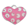 Zinc Alloy Enamel Pendants, Heart, platinum color plated, pink, nickel, lead & cadmium free Approx 