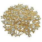 Broche de diamantes de imitación de la aleación de Zinc, con diamantes de imitación, libre de níquel, plomo & cadmio, 61x17mm, Vendido por UD