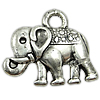 Zinklegierung Tier Anhänger, Elephant, plattiert, keine, frei von Nickel, Blei & Kadmium, 14x12x3mm, Bohrung:ca. 1.5mm, ca. 500PCs/kg, verkauft von kg