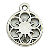 Zinc Alloy Flat Round Pendants, plated, with flower pattern nickel, lead & cadmium free Approx 1mm, Approx 