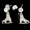 Sterling Silver Drop Earring, 925 Sterling Silver, Shoes, plated, with rhinestone 17mm 