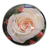 Decal Glass Cabochon, Coin, printing & with flower pattern 