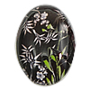 Decal Glass Cabochon, Oval, printing & with flower pattern 