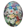 Druck Glascabochon, Glas, oval, Kunstdruck, verschiedene Größen vorhanden & mit Blumenmuster, 500PCs/Tasche, verkauft von Tasche