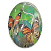 Decal Glass Cabochon, Oval, printing, with butterfly pattern 