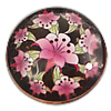 Decal Glass Cabochon, Coin, printing, with flower pattern 