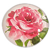 Decal Glass Cabochon, Coin, printing, with flower pattern 