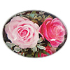Decal Glass Cabochon, Oval, printing, with flower pattern 
