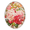 Decal Glass Cabochon, Oval, printing, with flower pattern 