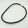 Rubber Necklace Cord, 316L stainless steel magnetic clasp, black, 4mm 