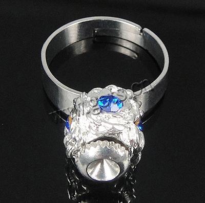 Europa Perlen Messing Finger Ring, mit Zinklegierung, plattiert, mit Strass, keine, 10x9mm, Bohrung:ca. 17mm, Größe:6.5, verkauft von PC