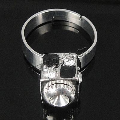 Europeo abalorios latón anillo de dedo, metal, con aleación de zinc, chapado, esmalte & con diamantes de imitación, más colores para la opción, 8x10mm, agujero:aproximado 17mm, tamaño:6.5, Vendido por UD