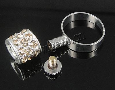 パンドラ ビーズ真鍮指のリング, 銅, とともに 亜鉛合金, メッキ, ライン石のある, 無色, 10x11mm, 穴:約 17mm, サイズ:6.5, 売り手 パソコン