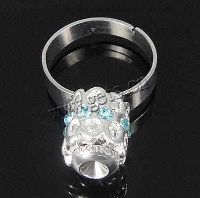 Europeo abalorios latón anillo de dedo, metal, con aleación de zinc, chapado, con diamantes de imitación, más colores para la opción, 10x10mm, agujero:aproximado 17mm, tamaño:6.5, Vendido por UD