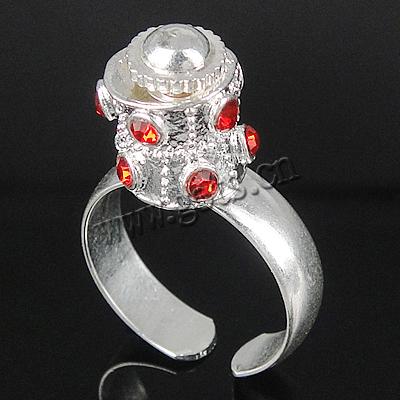 Europa Perlen Messing Finger Ring, mit Zinklegierung, plattiert, mit Strass, keine, 10x9mm, 5mm, Bohrung:ca. 18mm, Größe:8, verkauft von PC