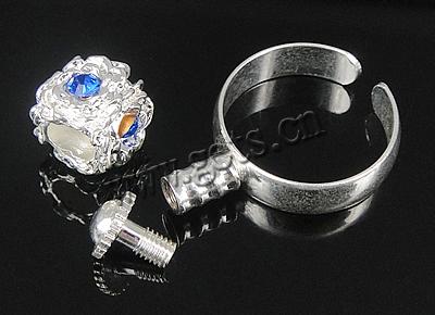 パンドラ ビーズ真鍮指のリング, 銅, とともに 亜鉛合金, メッキ, ライン石のある, 無色, 10x9mm, 5mm, 穴:約 18mm, サイズ:8, 売り手 パソコン