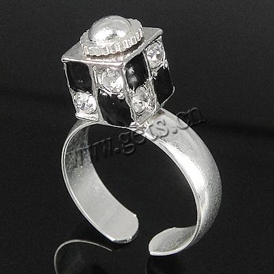 Europeo abalorios latón anillo de dedo, metal, con aleación de zinc, chapado, esmalte & con diamantes de imitación, más colores para la opción, 8x10mm, 5mm, agujero:aproximado 18mm, tamaño:8, Vendido por UD