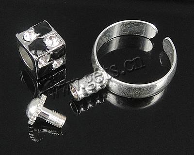 パンドラ ビーズ真鍮指のリング, 銅, とともに 亜鉛合金, メッキ, エナメル & ライン石のある, 無色, 8x10mm, 5mm, 穴:約 18mm, サイズ:8, 売り手 パソコン