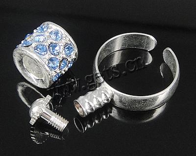 Europeo abalorios latón anillo de dedo, metal, con aleación de zinc, chapado, con diamantes de imitación, más colores para la opción, 10x11mm, 5mm, agujero:aproximado 18mm, tamaño:8, Vendido por UD