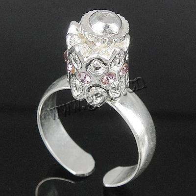 Europa Perlen Messing Finger Ring, mit Zinklegierung, plattiert, mit Strass, keine, 10x10mm, 5mm, Bohrung:ca. 18mm, Größe:8, verkauft von PC