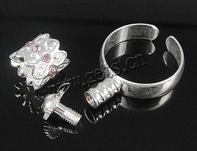 パンドラ ビーズ真鍮指のリング, 銅, とともに 亜鉛合金, メッキ, ライン石のある, 無色, 10x10mm, 5mm, 穴:約 18mm, サイズ:8, 売り手 パソコン