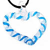 Lampwork Jewelry Necklace, with Waxed Cotton Cord, Heart, handmade, inner twist, blue Inch 