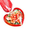 Collar de la joyería de cristal de Murano, con Cinta, Corazón, flor interior, 50x40mm, longitud:16.5 Inch, Vendido por Sarta