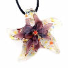 Lampwork Jewelry Necklace, with Waxed Cotton Cord, Starfish, handmade, inner flower Inch 