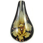 Innere Blume Murano Anhänger, Lampwork, Blatt, Goldsand & innen Blume, keine, 29x55x15mm, Bohrung:ca. 8x7mm, verkauft von PC