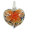 Pendentifs Murano fleur intérieur, chalumeau, coeur, sable d'or & fleur intérieure, plus de couleurs à choisir Environ 11mm, Vendu par PC