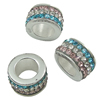 Perles zircon cubique en argent European, argent sterling 925, rondelle, Placage, sans filetage & avec zircone cubique, plus de couleurs à choisir Environ 6mm, Vendu par PC