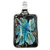 Inner Flower Lampwork Pendants, Rectangle, gold sand & two tone Approx 7mm 