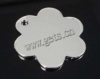 スターリングシルバー タグ, 92.5％純度シルバー, 花形, メッキ, 無色, 18x20x1mm, 穴:約 2mm, 売り手 パソコン