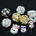 Eisen Perlen, plattiert, mit Strass & gemischt, 6-10mm, Bohrung:ca. 1mm, 100PCs/Tasche, verkauft von Tasche
