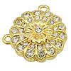 Brass Box Clasp, with Rhinestone, Flower, plated, single-strand Approx 2mm 