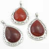 Agate Brass Pendants, with Red Agate, Teardrop Approx 5mm 