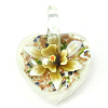 Inner Flower Lampwork Pendants, Heart, gold sand & two tone Approx 7mm 