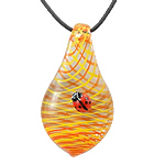 Lampwork Jewelry Necklace, with rubber cord, Leaf Inch 