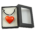 Box Packing Lampwork Necklace, with PU Leather Cord, Heart Inch 