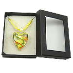Collar de Murano de embalaje de la caja, Cristal de murano, con Cinta, Corazón, más colores para la opción, 30x35x14mm, longitud:16.5 Inch, Vendido por Caja
