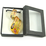 Karton Verpackung Murano Halskette, Lampwork, mit PU Schnur, Blatt, mit Millefiori Scheibe & Goldsand, keine, 33x72x7mm, Länge:17 ZollInch, verkauft von Box