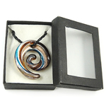 Box Packing Lampwork Necklace, with PU Leather Cord, Helix, gold sand & silver foil Inch 