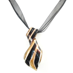 ожерелье ювелирного изделия лэмпворка, Лэмпворк, с вощеный шнур & Лента, Листок, золотой песок, Много цветов для выбора длина:16.5 дюймовый, продается Strand
