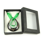 Karton Verpackung Murano Halskette, Lampwork, mit Band, Tropfen, Goldsand und Silberfolie, keine, 39x53x12mm, Länge:16.5 ZollInch, verkauft von Box