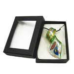 Karton Verpackung Murano Halskette, Lampwork, mit Gummiband, Blatt, Goldsand & Silberfolie, keine, 32x58x11mm, Länge:17 ZollInch, verkauft von Box