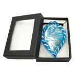 Karton Verpackung Murano Halskette, Lampwork, mit Wollschnur, Blatt, Goldsand & Silberfolie, keine, 50x73x7mm, Länge:17 ZollInch, verkauft von Box