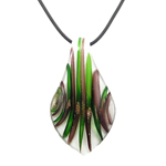 Lampwork Jewelry Necklace, with rubber cord, Leaf, gold sand Inch 