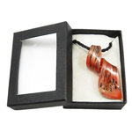 Karton Verpackung Murano Halskette, Lampwork, mit PU Schnur, Spirale, Goldsand, keine, 33x61x5mm, Länge:17 ZollInch, verkauft von Box